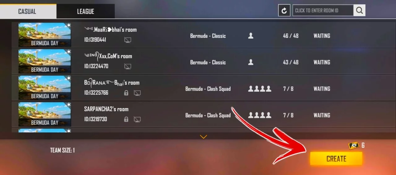 how to create custom room in free fire