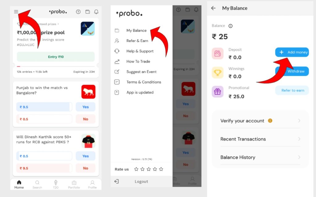 probo app add money