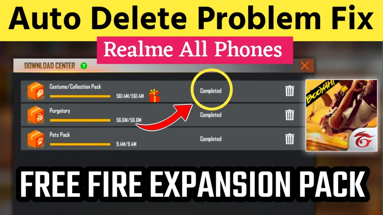 Free Fire Expansion Pack Auto Delete Problem in Realme